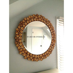 Espejo de pared de forma redonda decorativa para interiores de hogar y hotel con marco de diseñador único chapado en oro de metal de la mejor calidad de la India - Product Image 6