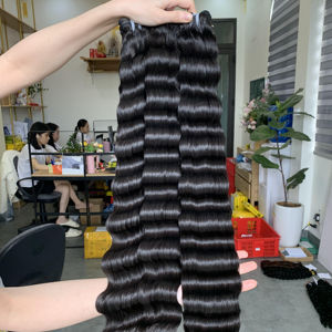 Perruques en cheveux humains vierges Remy vietnamiens, trame simple, ondulées effet océan, sans nœuds, sans perte de cheveux - Product Image 1