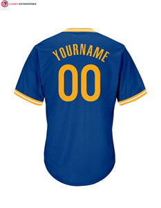 Maillot de baseball unisexe bleu à col rond et manches courtes, respirant, anti-humidité, avec nom d'équipe imprimé, vêtement de sport pour adulte, été, coupe classique - Product Image 3