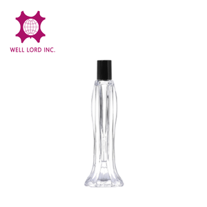 Élégant flacon de parfum en verre curvy de 10ml avec capuchon noir sérigraphié inspiré par la nature - Product Image 1