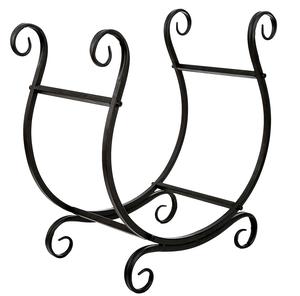 <b>Black</b> Wrought Iron Heavy Duty Logs Bin Holder 2 Layer <b>Fireplace</b> Log Rack Fireside Firewood Holders Lumber Storage Stacking - Product Image 2