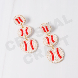 TONLUYAX Boucles d'oreilles en perles vertes pour femmes Patriotic Memorial Day Orange Blanc Bleu Couleur Tissu - Product Image 2