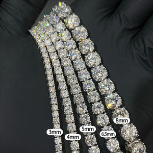 Bracelets de tennis personnalisés en argent 925, style Hip Hop Iced Out, avec chaîne fine et maillons, diamants Moissanite VVS, pour fêtes, unisexe - Product Image 2