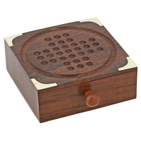 Jeu de solitaire artisanal en bois brun avec billes en métal, jouet DIY unique pour enfants, adolescents et adultes, cadeau de Noël, fabriqué en Inde