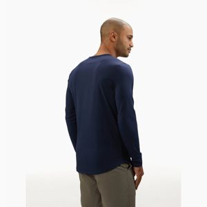 Logotipo personalizado Signature Fit Pacific Blue Henley Shirt Buttery Soft 62% Poliéster 33% Algodón 5% Spandex Casual Camiseta de manga larga - Product Image 2