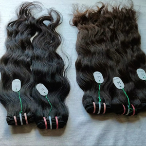 Extensions de cheveux humains vierges Remy d'Inde du Sud, non traités, naturels, ondulés, en mèches de 100g, avec frontal adhésif, directement du fabricant - Product Image 1