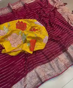 孟加拉国女孩的最新纱丽设计: 用丝棉人造丝乔其纱亚麻Banarasi Kanchipuram步入富裕