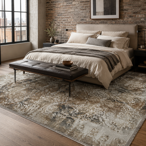 Netline Home Subtle Medallion Taupe Traditional <b>Washable</b> <b>Rug</b> - Product Image 3