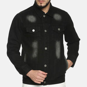 Veste en jean décontractée en toile haute performance coupe ajustée, couleur unie avec deux poches avant, légère pour l'hiver - Product Image 1