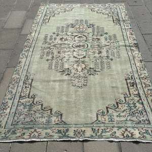 Grand tapis vintage, tapis turc de 5,2 x 7,9 pieds, tapis en laine persan vert - Product Image 1