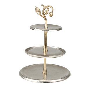 Support à gâteau décoratif de forme arrondie, design courbé à la main, finition nickelée, pour mariages et fêtes. - Product Image 1