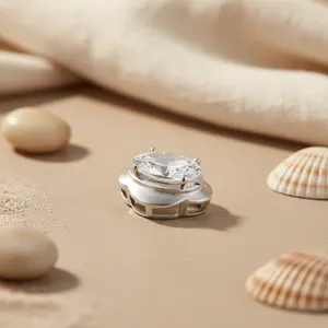 Elegante Colgante Ovalado de Cristal Solitario en Plata 925, Plateado, Estilo Clásico, para Uso Diario de Mujer - Product Image 2