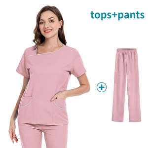 Uniformes d'infirmière personnalisés avec logo OEM Combinaisons de gommage médical pour femmes Fabricant de gommage médical à manches courtes Combinaison de gommage pour médecins et hôpitaux - Product Image 2