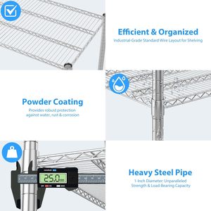 Estantes metálicos resistentes de 5 niveles de grado comercial, despensa de cocina ajustable cromada con malla de alambre de aluminio de soldadura de aranceles bajos - Product Image 5