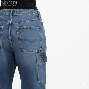 Pantalones de mezclilla azul medio de pierna recta elegante Diseño de doble bolsillo Pantalones vaqueros de Mujer simples y elegantes casuales de moda - Product Image 4