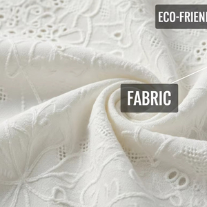 Tela de Voile de Algodón Bordada Ecológica, Suave, Transpirable y Ligera, Material Elegante para Confección, Tela de Costura Sostenible - Product Image 5