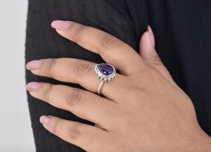 แหวนพลอยอเมทิสต์ลายลูกแพร์925เงินสเตอร์ลิงเครื่องประดับแฮนด์เมดจำนวนมากขายส่ง - Product Image 4