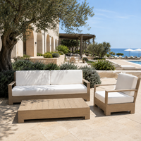 Ensemble de canapés de jardin en teck massif imperméable, mobilier de terrasse pour hôtel et complexe hôtelier, qualité commerciale