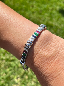 Pulsera de diamantes chapada en plata de ley 925, pulsera de eslabones de diamantes de moissanita para joyería de moda para mujer - Product Image 3