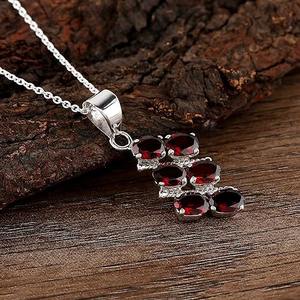 925 argent Sterling grenat pierre précieuse forme ovale couleur rouge pendentif pierre précieuse cadeau de mariage parfait pour l'amour avec 925 timbre bijoux - Product Image 4