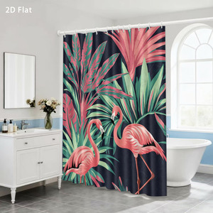 Custom Printed Waterproof Shower Shower <b>Curtain</b> for Bathroom Waterproof Polyester with <b>Hooks</b> - Product Image 1