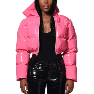 เสื้อแจ็คเก็ตผ้าฝ้ายสำหรับผู้หญิงฤดูหนาว ผู้ผลิตเสื้อผ้า เสื้อครอปท็อป เสื้อแจ็คเก็ตสไตล์วาร์ซิตี้ เสื้อแจ็คเก็ตบับเบิ้ลพัฟเฟอร์ รับทำโลโก้ตามสั่ง - Product Image 5