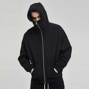 เสื้อมีฮู้ดมีซิปสำหรับสตรีทแวร์ผ้าคอตตอน220กรัมเสื้อแจ็กเก็ตเปล่าน้ำหนักมากใส่ได้พอดีพอดีตัวปกติมีซิปมีฮู้ด - Product Image 3
