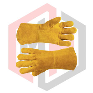 Gants de soudage en cuir fendu résistants à la chaleur, antistatiques, résistants aux déchirures, 7 oz, 16 pouces, poignet en tricot, sans silicone, sans poudre - Product Image 6