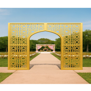 แผ่นเวทีสำหรับติดตั้งบนเวทีงานแต่งงานของชาวมุสลิมแผงเวทีโค้งโค้งโค้งโค้งแบบดั้งเดิมที่ตัดด้วยเลเซอร์สีทองหรูหราหรูหรา - Product Image 1