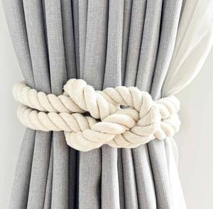 Cotton Reef Knot <b>Curtain</b> Tie Back, Coastal <b>Curtain</b> Tie Back, <b>Bohemian</b> <b>Curtain</b> Tie Back, Boho Chic Tie Back, Cotton Tie Back - Product Image 2