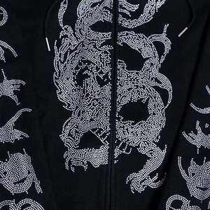 Sudaderas con capucha de algodón 100% para hombre de etiqueta privada con diseño personalizable de diamantes de imitación para la temporada de invierno - Product Image 3