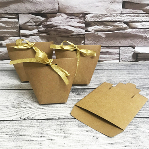 Boîte cadeau de bonbons en papier artisanal blanc clair collation de noël mariage faveur de fête de noël emballage bricolage boîtes en carton avec ruban - Product Image 6