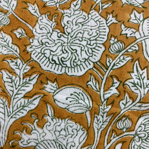 Tissu en coton imprimé à la main à motifs floraux de moutarde, design botanique traditionnel moghol - Product Image 2