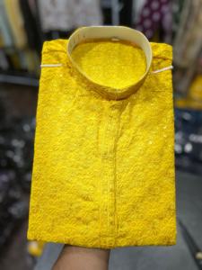 Vêtements ethniques traditionnels indiens Pyjama Kurta droit de haute qualité pour adultes Impression dessinée à la main pour vêtements de fête de mariage - Product Image 6