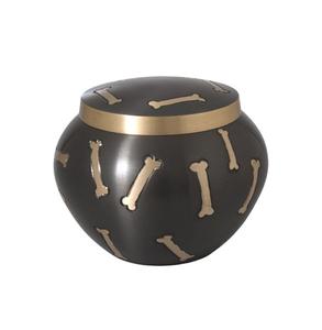 Urne de crémation pour animaux de compagnie en laiton imprimé d'os pour les cendres d'animaux de compagnie - Product Image 1