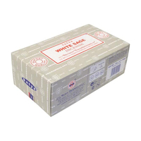 Satya beyaz adaçayı tütsü çubukları, orijinal hint el yapımı çubuklar-12 paket (her biri 15gm)