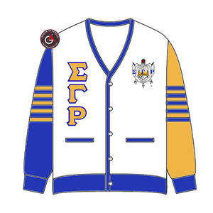 Cárdigans Acrílicos Bordados de la Hermandad Sigma Gamma Rho para Mujer |   Suéter Cárdigan Personalizado Bordado de la Hermandad SGRho para Mujer - Product Image 4