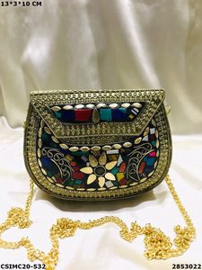 Sac de soirée élégant pour dames Designer Metal Mosaic Handcrafted Clutch - Product Image 4