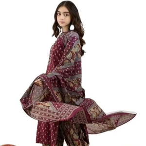 Traje salwar para niños, tejido de algodón y rayón, colores brillantes, material semi-confeccionado, exquisitamente elaborado, especial para Diwali. - Product Image 1