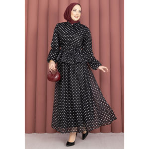 Conjunto de Blusa Negra con Puntos y Falda con Volantes, Talla XXS, Traje de Dos Piezas de Chifón, Conjunto Corto con Estilo Elegante para Ocasiones - Product Image 3