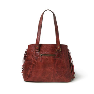 Sac Tode de créateur en cuir véritable avec couleur cerise ciré doux à vendre Sacs à main pour dames sans cuir - Product Image 2