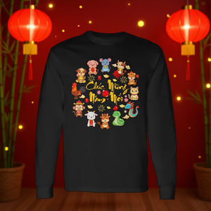 Camiseta de Manga Larga con los 12 Signos del Zodiaco del Año Nuevo Lunar Vietnamita, Chuc Mung Nam Moi, para Promociones - Product Image 3