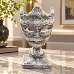 Masque de mascarade féminin en pierre sculptée, <span class=keywords><strong>sculpture</strong></span> élégante de <span class=keywords><strong>visage</strong></span> de dame avec yeux creux pour la décoration intérieure et les cadeaux de collection - Product Image 2