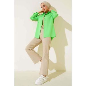 Blusa delantera corta clásica verde pistacho para mujer elegante y de moda - Product Image 1