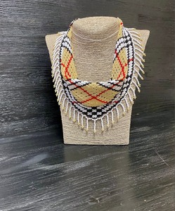 Couleurs pastel frange écharpe perle filet collier de perles de rocaille détachable collier ras du cou collier bavoir amovible collier art perlé - Product Image 1