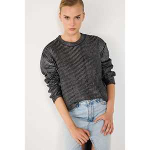 Pull en tricot acrylique à col rond, manches longues, coupe décontractée et décontractée - Product Image 2