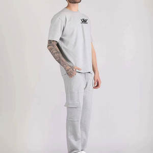 ชุดเสื้อยืดและกางเกงขายาวสำหรับผู้ชายชุดเสื้อยืดและกางเกงขายาวผ้าฝ้ายระบายอากาศได้กำหนดโลโก้ได้ตามต้องการ - Product Image 5