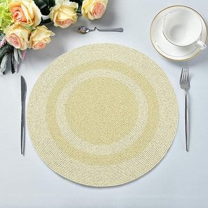 Handmade Glass <b>Beaded</b> <b>Placemat</b> for Wedding Gathering Occasional Decoration and Family Parties Celebration Off White Color - Product Image 5