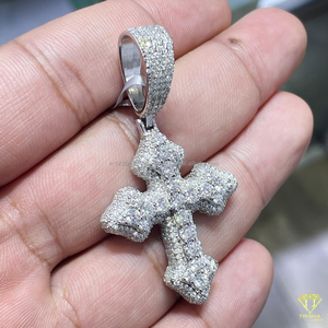 Diamond <b>Cross</b> <b>Pendant</b> with Iced Out Finish and Round VVS Lab Grown Stones Elegant Religious Jewelry for Everyday or Special Wear - Product Image 2