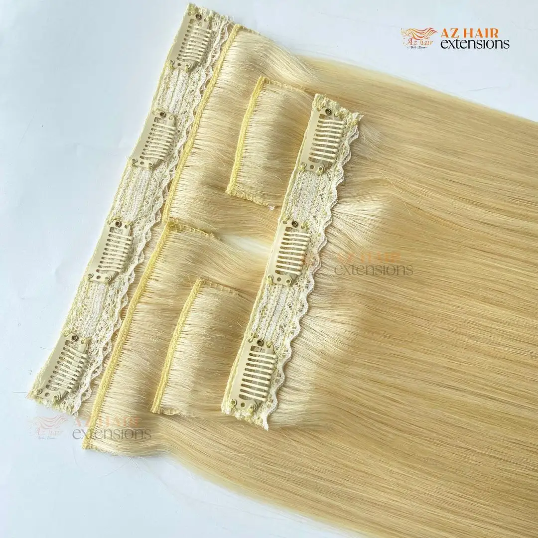Hotsale ekstensi rambut klip tanpa kelim 7 BH Set, ekstensi rambut lurus Vietnam 100-150gram 14-30 inci